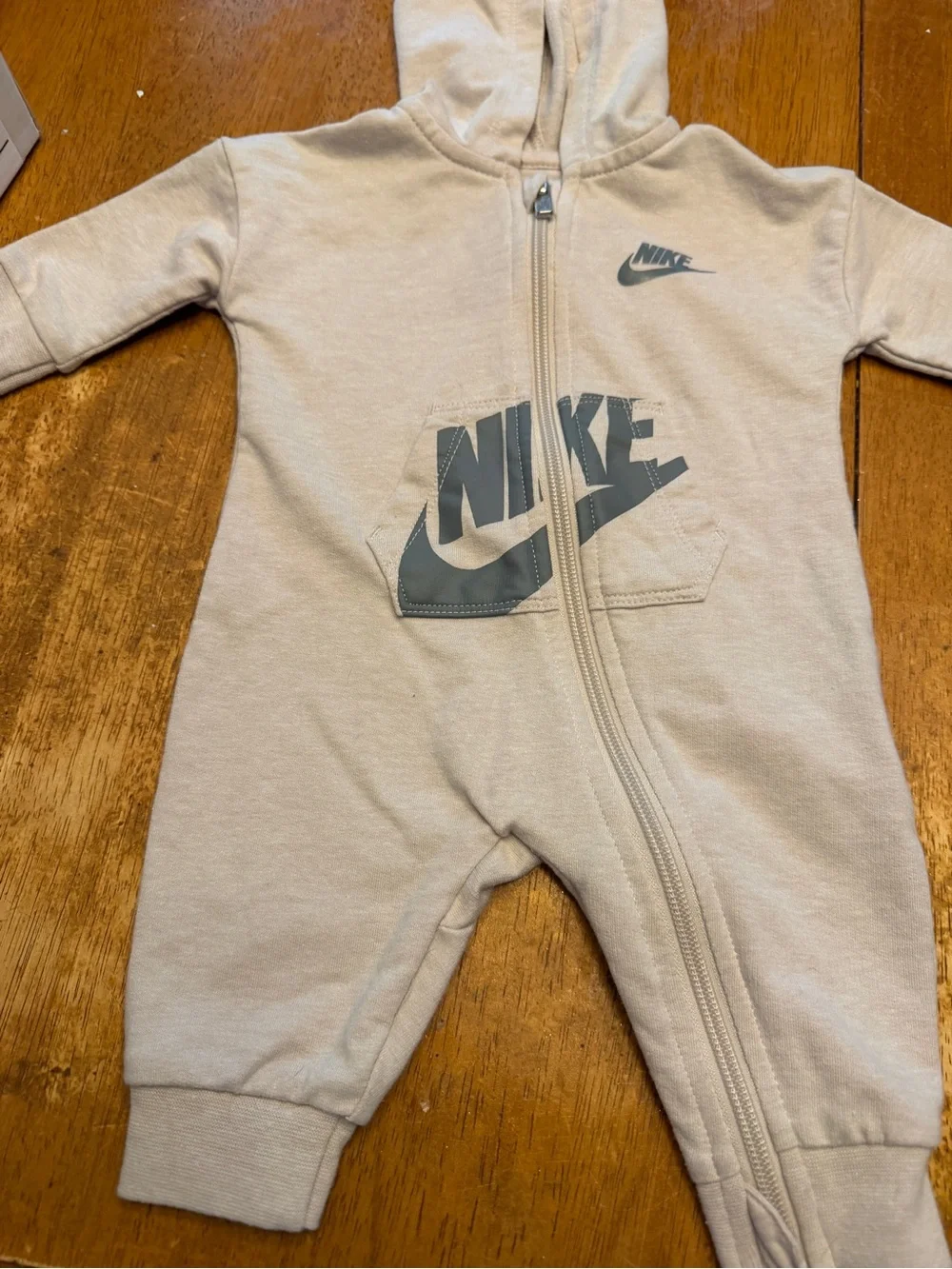 Nike infant Cream Zip Hoodie Romper & Teal Short-Sleeve Onesie